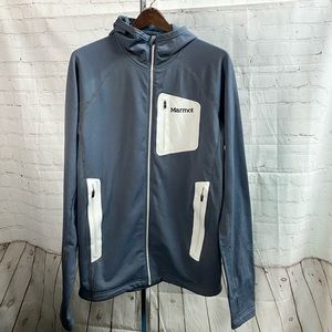 Marmot Men’s Polartec Performance Jacket Gray/White Hooded Size M